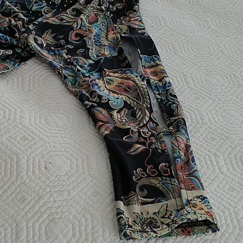 Gloria Vanderbilt, Black Paisley Top, Sz S - Picture 10 of 11